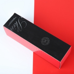 Glossy cardboard box with silver logo