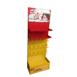 Color metal display rack with hooks